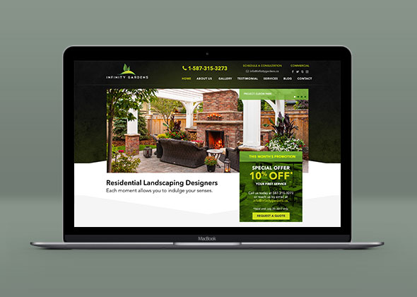 infinity gardens new website design
